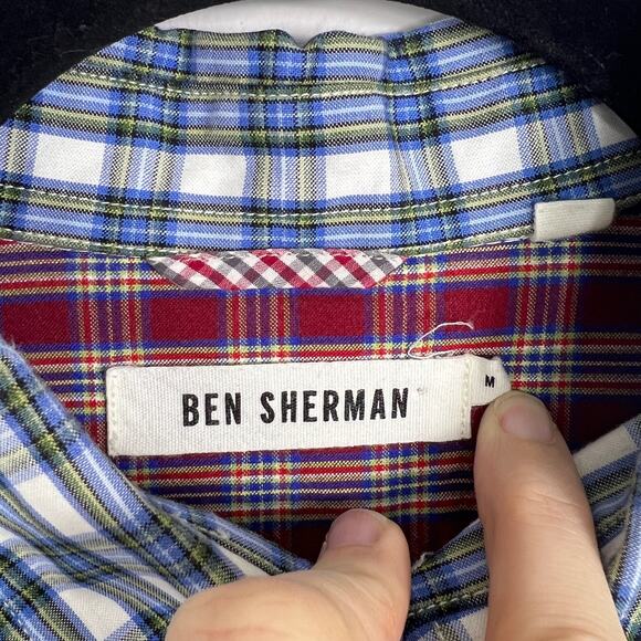 Ben Sherman Blue and White Checkered Dress Shirt - Picture 10 of 15